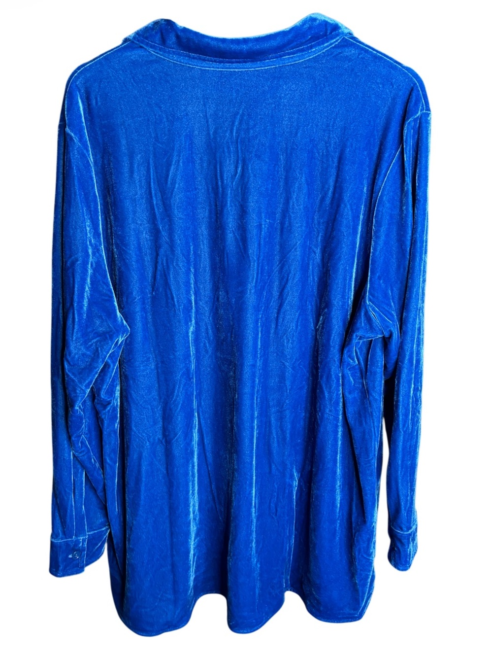 Soft Surroundings | Velvet Shimmer Button Front Blouse Top Blue | 2X | Stretch - Picture 6 of 6